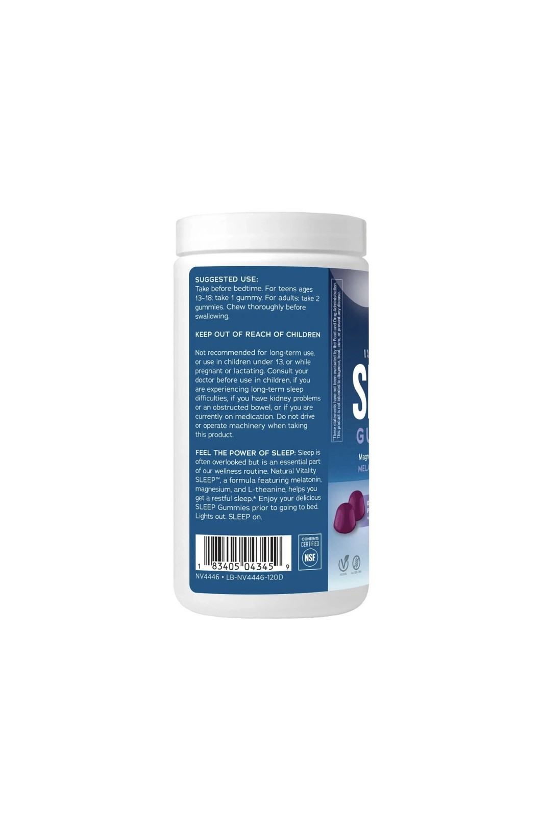 Natural Vitality Sleep Melatonin L-Theanine Blueberry 60 Gummies EXP 10/2026