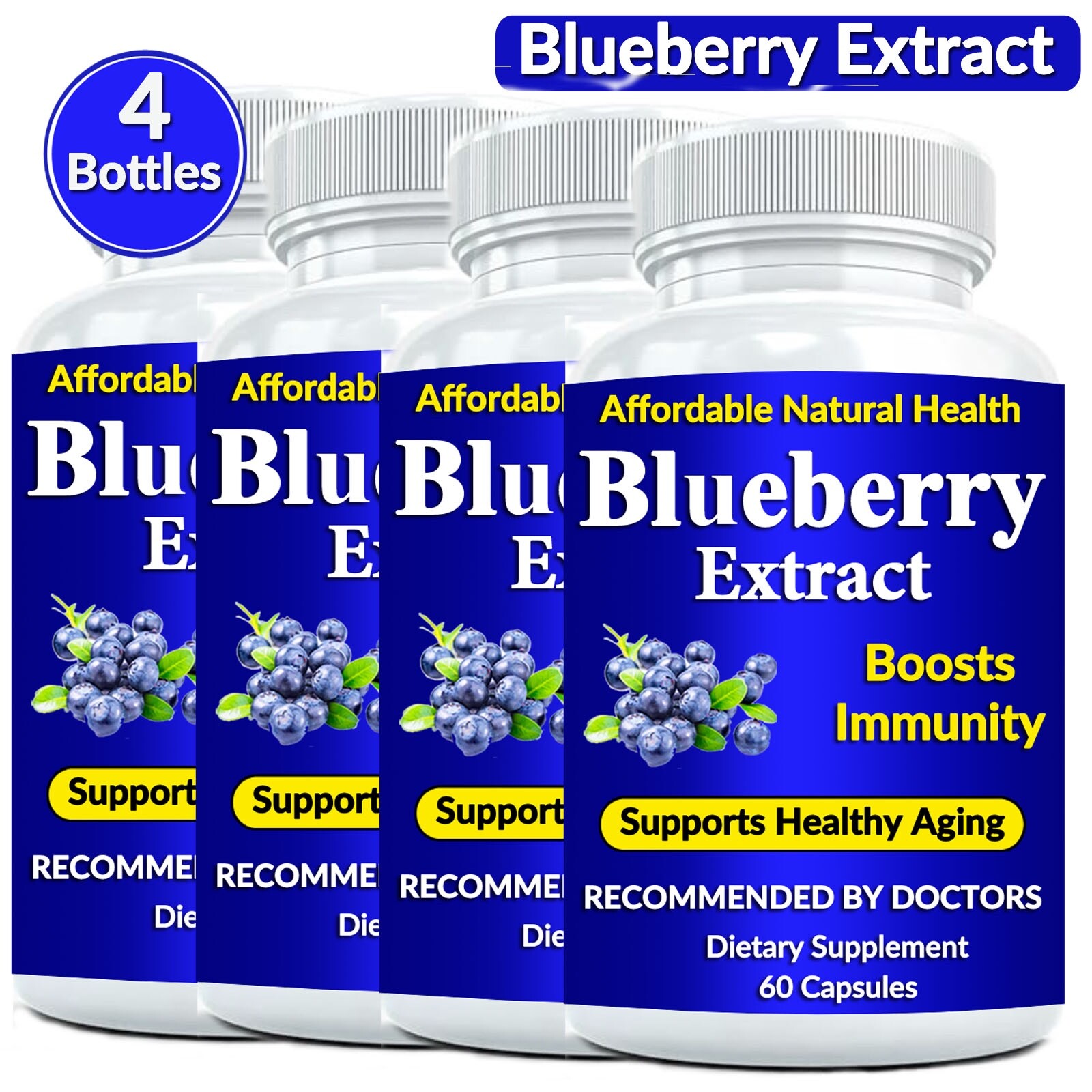 Wild Blueberry Extract Whole Fruit 240 Diet 1000 mg Capsules 10,000 mg Strength