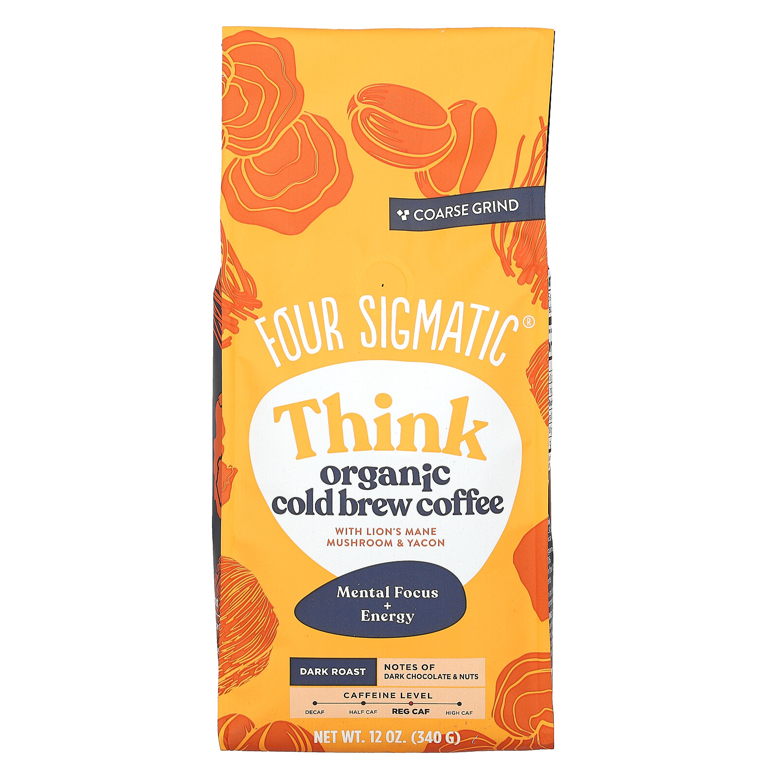 Think, Organic Cold Brew Coffee With Lion’s Mane, Mushroom & Yacon, Coarse
