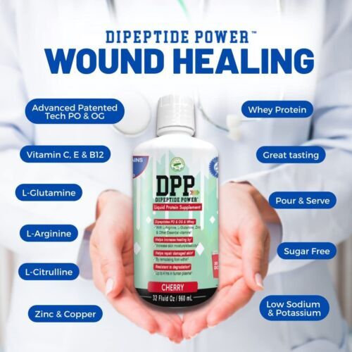 DPP Dipeptide Powder Liquid Protein Supplement Healing Cherry 32 Fl Oz.