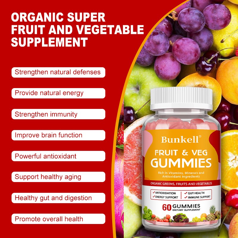 Fruit and Vegetable Gummies-All-Natural Vitamins,Minerals for Full-Body Wellness