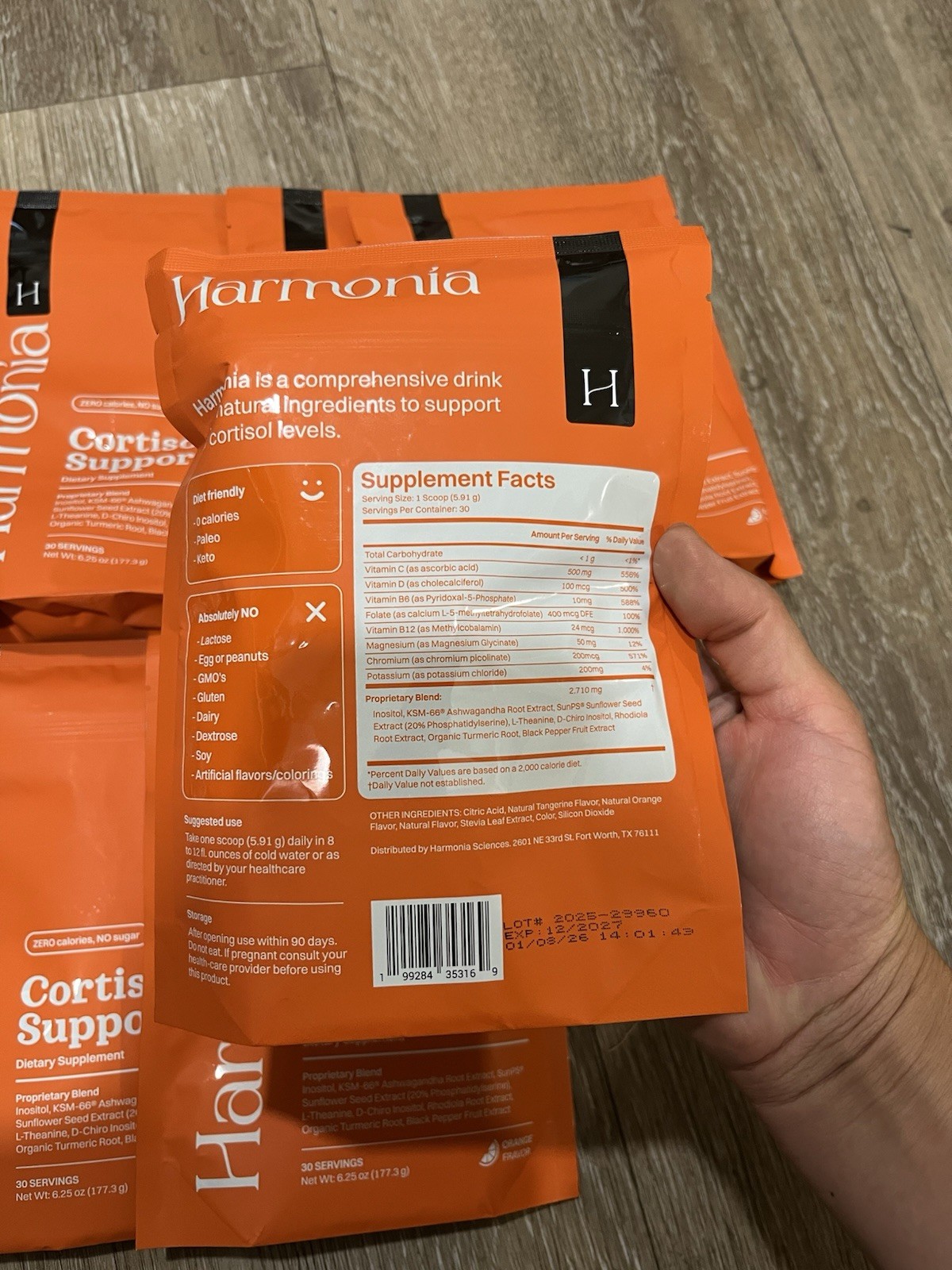 Harmonia Cortisol Support Powder Drink Mix Natural Orange, Sugar-Free 6.25 oz