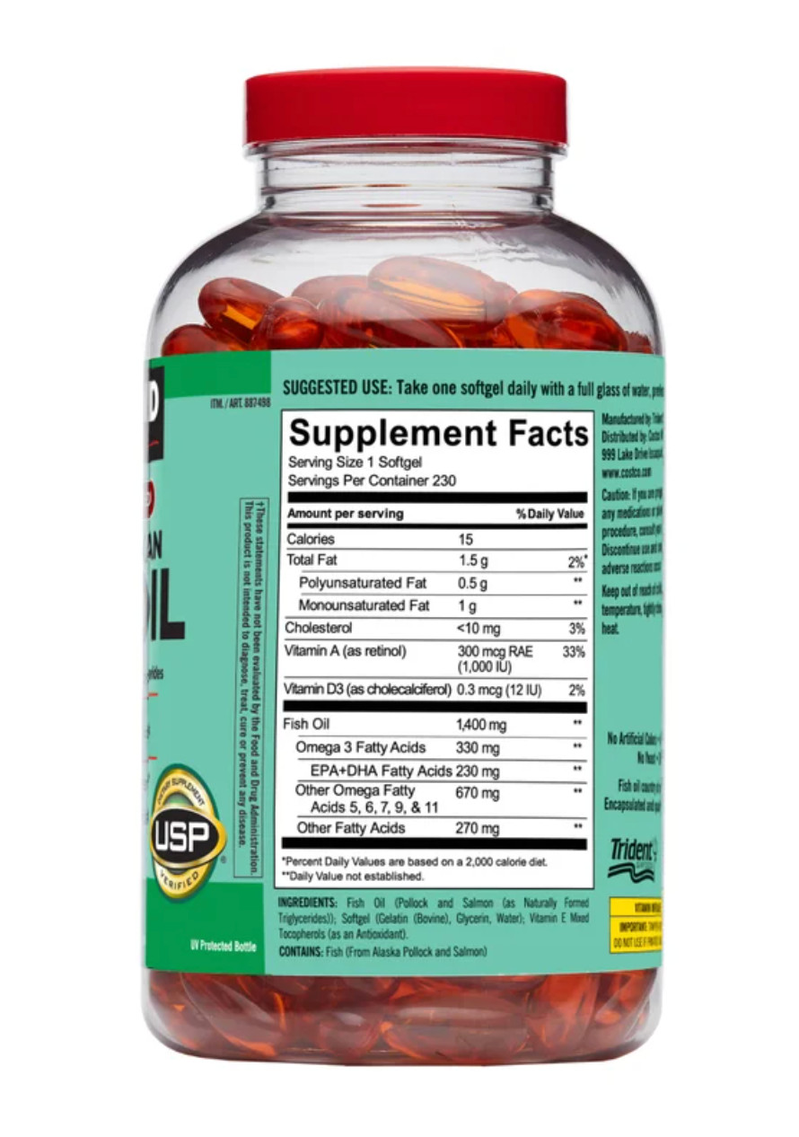 Kirkland Signature Wild Alaskan Fish Oil 1400 mg., 230 Softgels