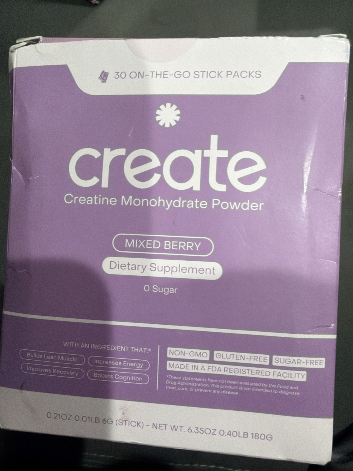 Creatine Monohydrate On-The-Go Stick Packs Mixed Berry (30 Sticks) Exp. 8/27