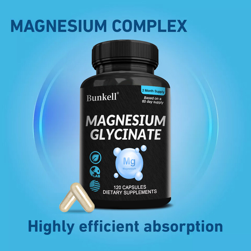 Magnesium Glycinate Capsules 1040mg High Absorption Chelated by Bunkell
