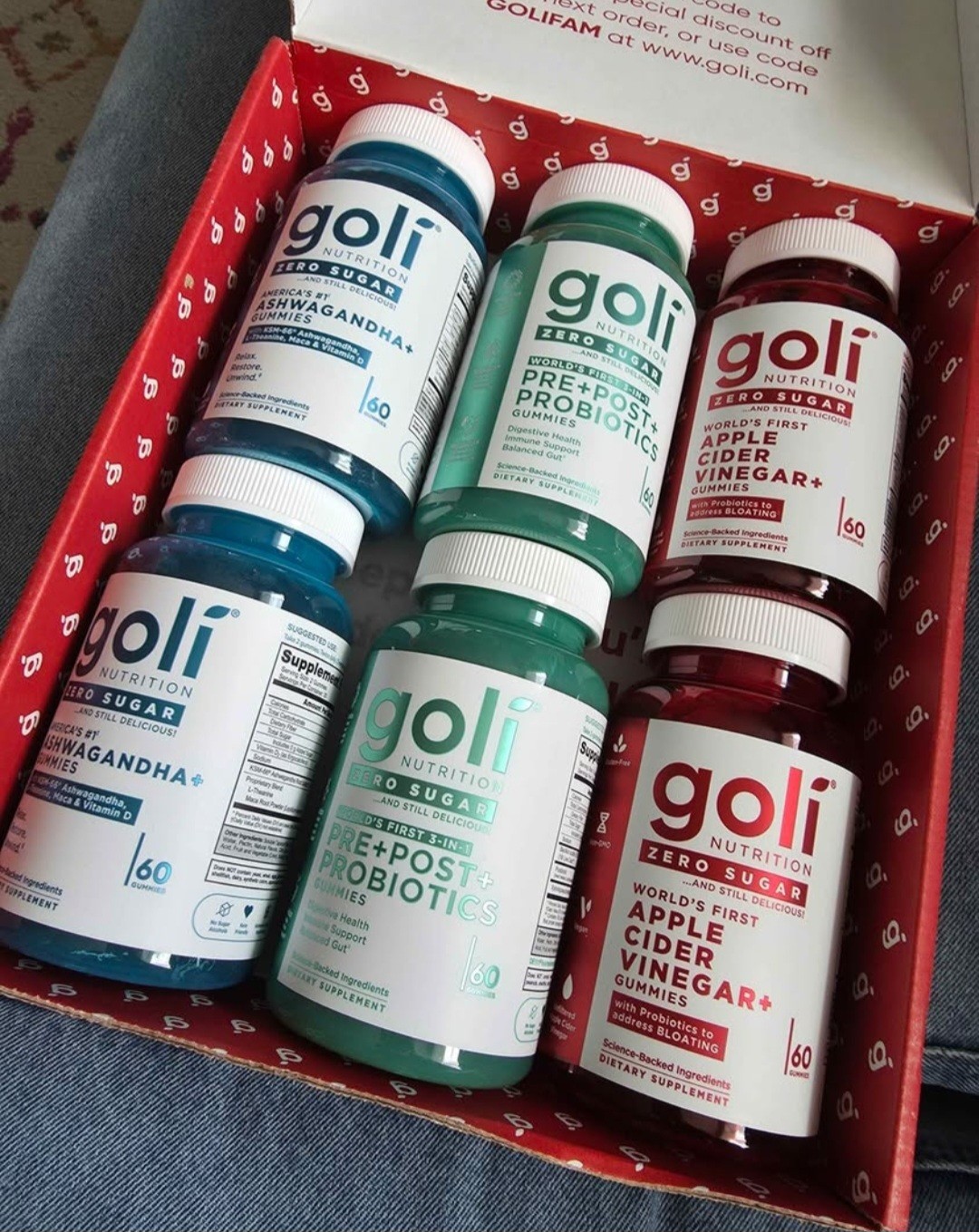 Goli Nutrition Zero Sugar Gummy Bundle ACV, Ashwagandha + Pre/Probiotics