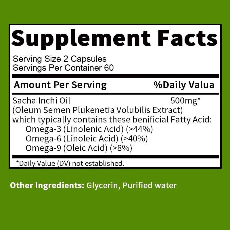 500mg Sacha Inchi Oil Capsules Organic Dietary supplements Antioxidant
