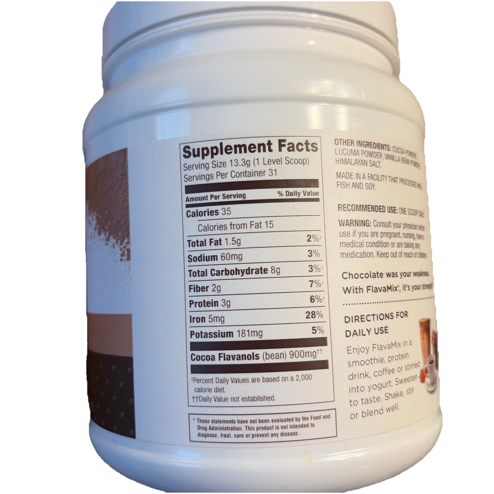 2 FLAVAMIX Performance Cocoa Powder 900mg Flavanols 31 Servings 14.5oz 11/2027