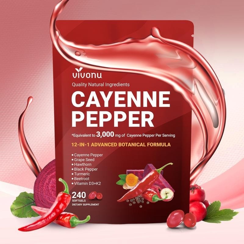 3 Pack Cayenne Pepper Softgels Daily Wellness Support with Vitamins