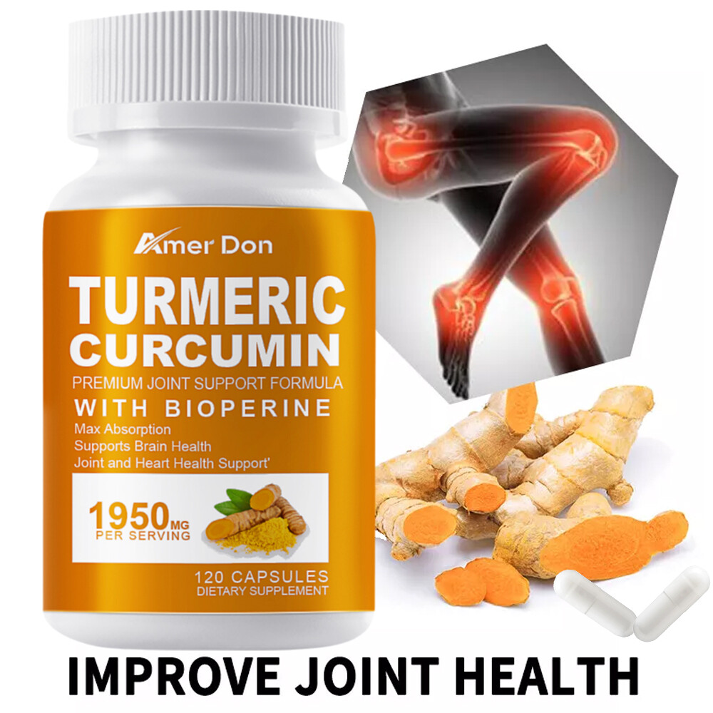 Turmeric Curcumin Highest Potency 1950mg&BioPerine Black Pepper Extract 120Pcs