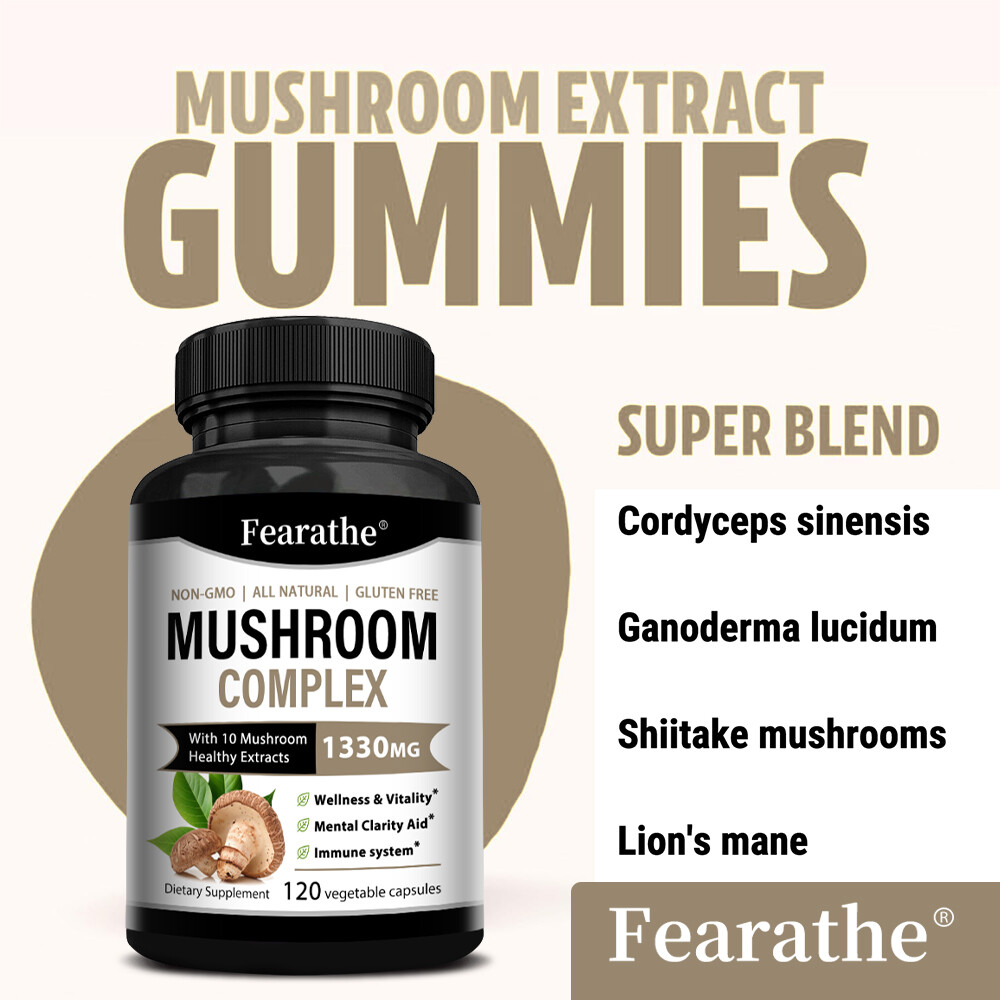 10x Mushroom Complex Supplement, Lions Mane, Reishi, Shiitake, Immune Capsule
