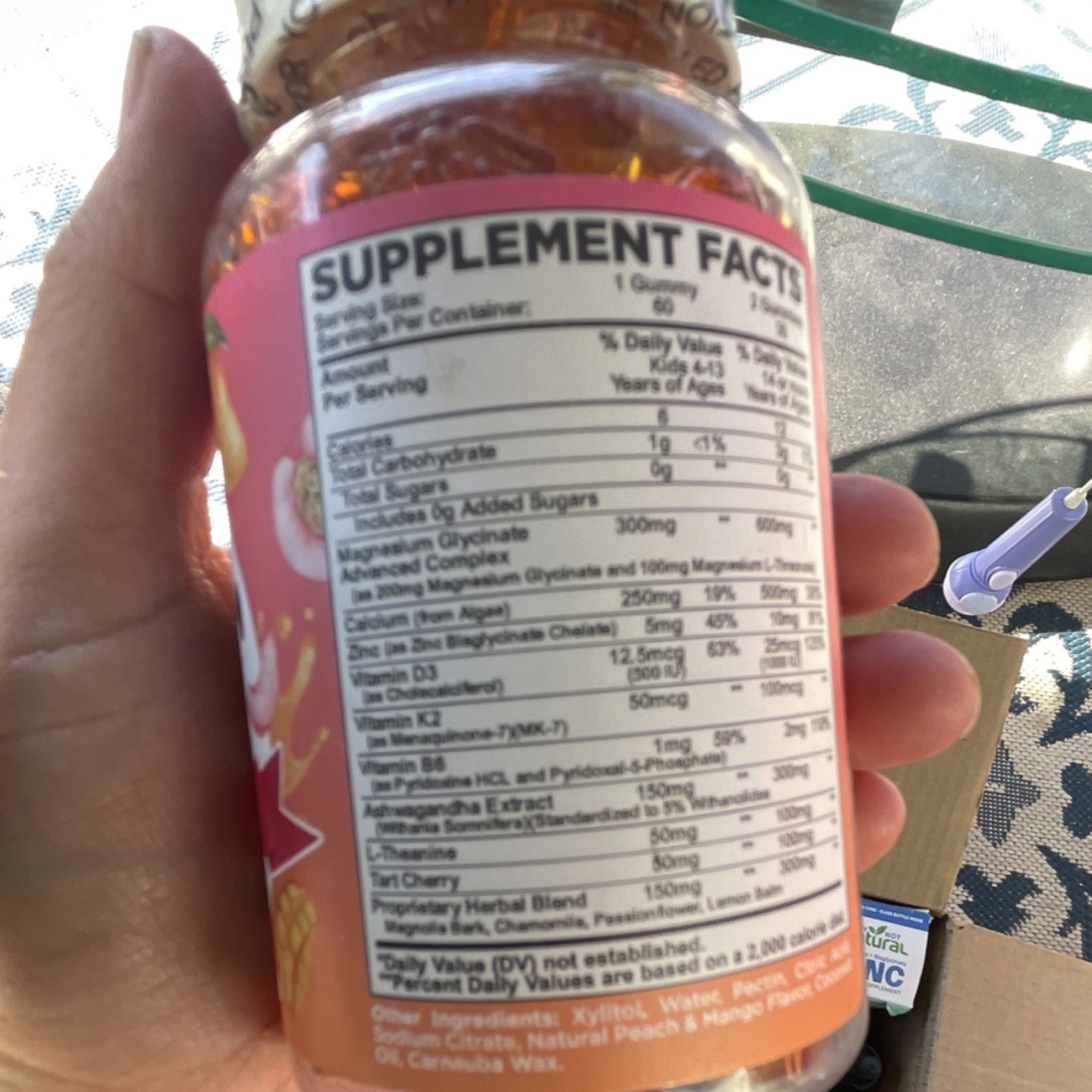 dilib Magnesium Glycinate Gummies Sugar-Free Peach Mango Kids 60 Count