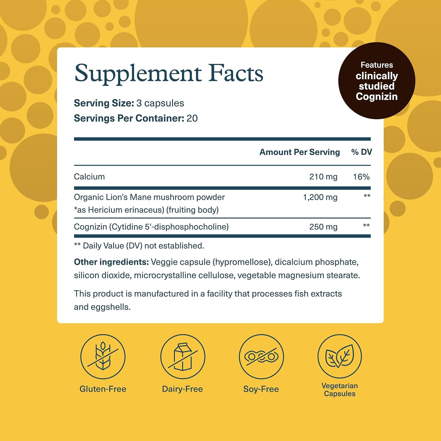 Youtheory Lion’S Mane plus – Mushroom Supplement with Cognizin – Offers Focus &