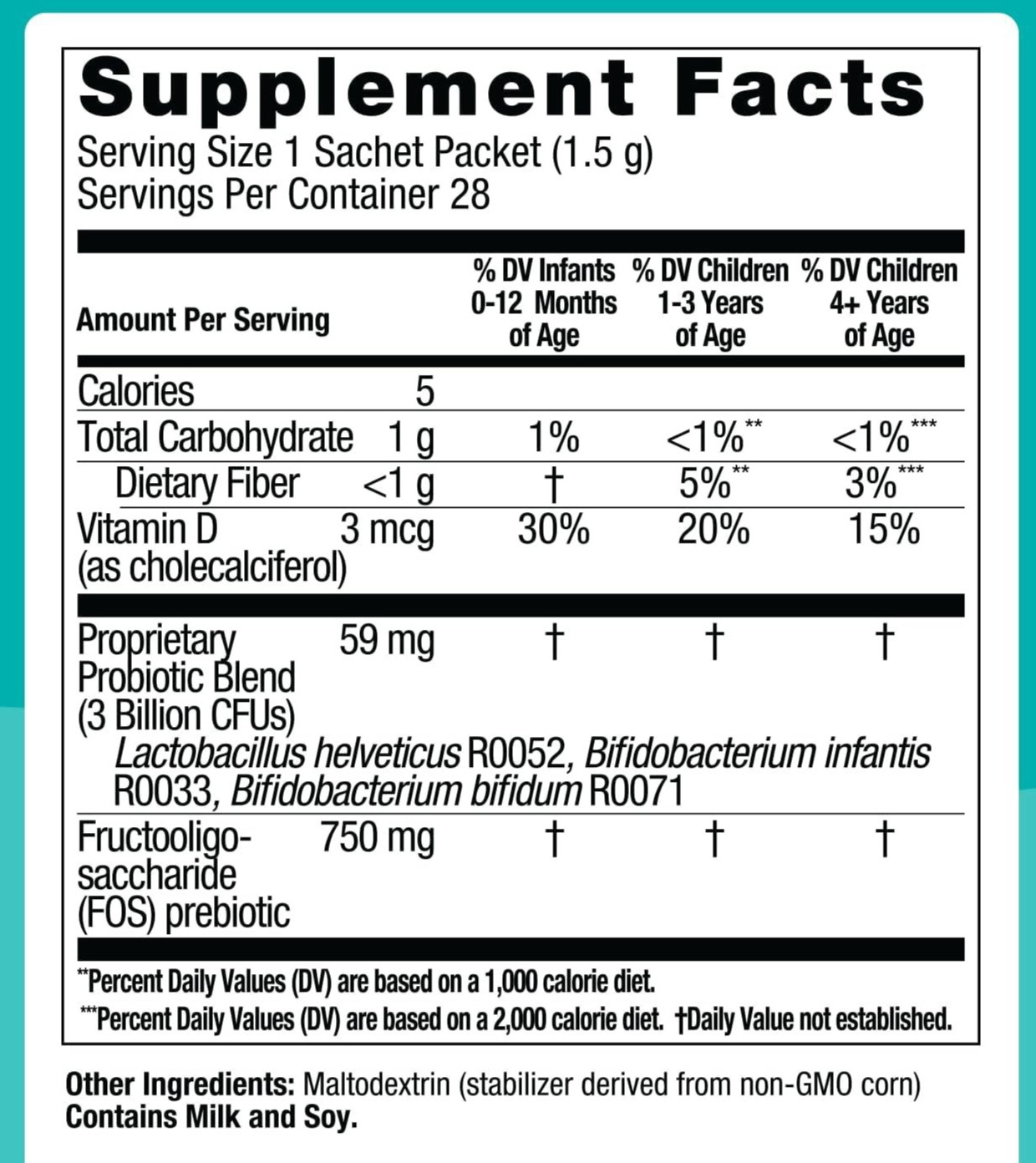 Biostime Baby Kids Daily Probiotics Prebiotics Vitamin D, 28 Sachet Packets