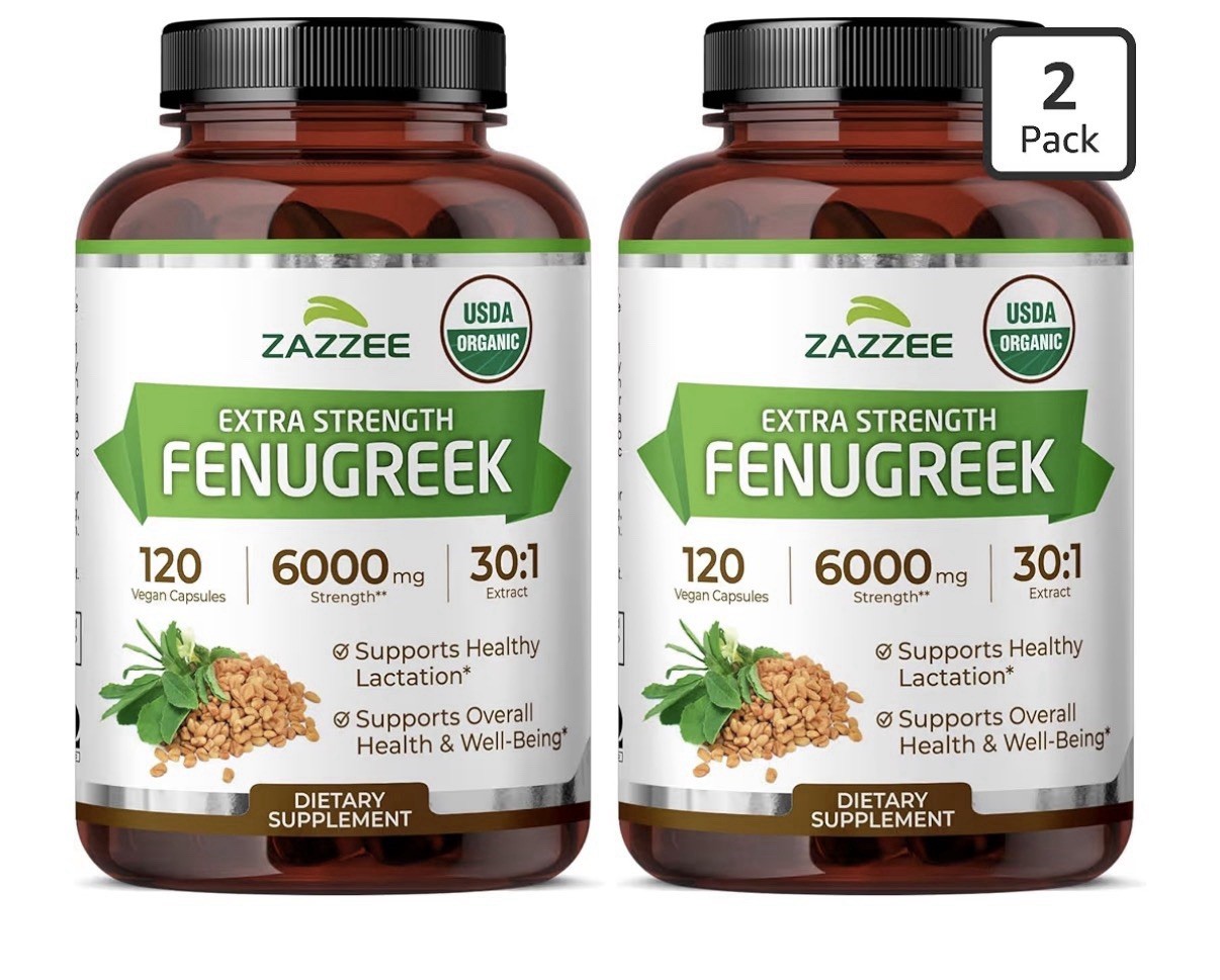 2Pack Zazzee Fenugreek Extra Strength Healthy Lactation Overall Health Wellbeing