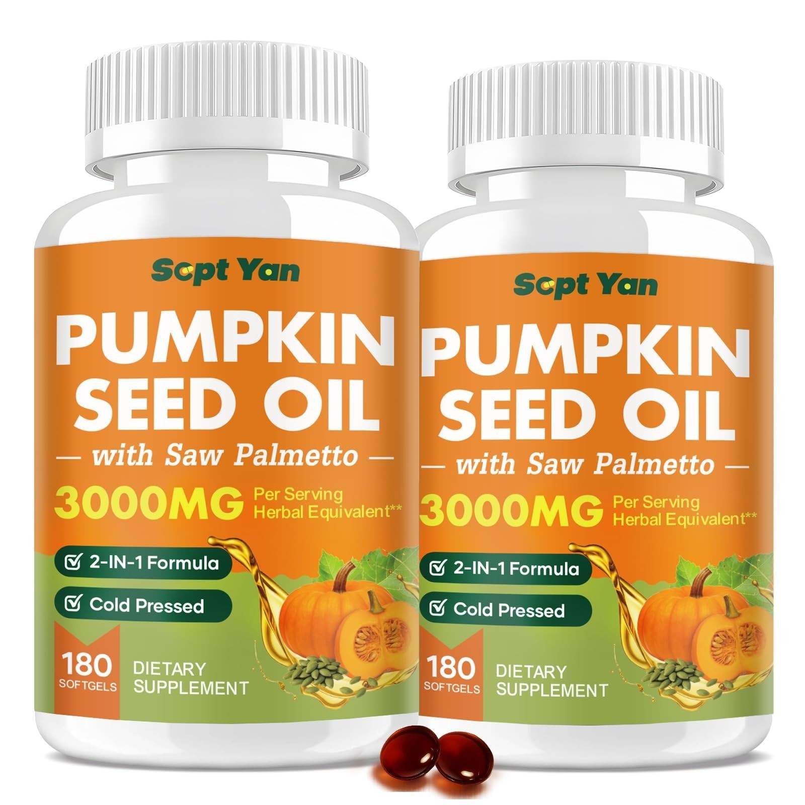 Pumpkin Seed Oil with Saw Palmetto 3000mg, 180 Softgels, Non-GMO
