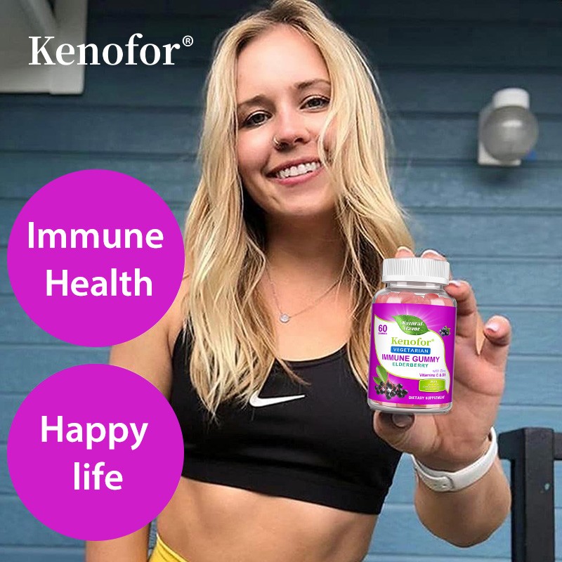 Black Elderberry Gummies-Vegetarian Immune Supplement,Zinc,Vitamin C&D3 60 Count