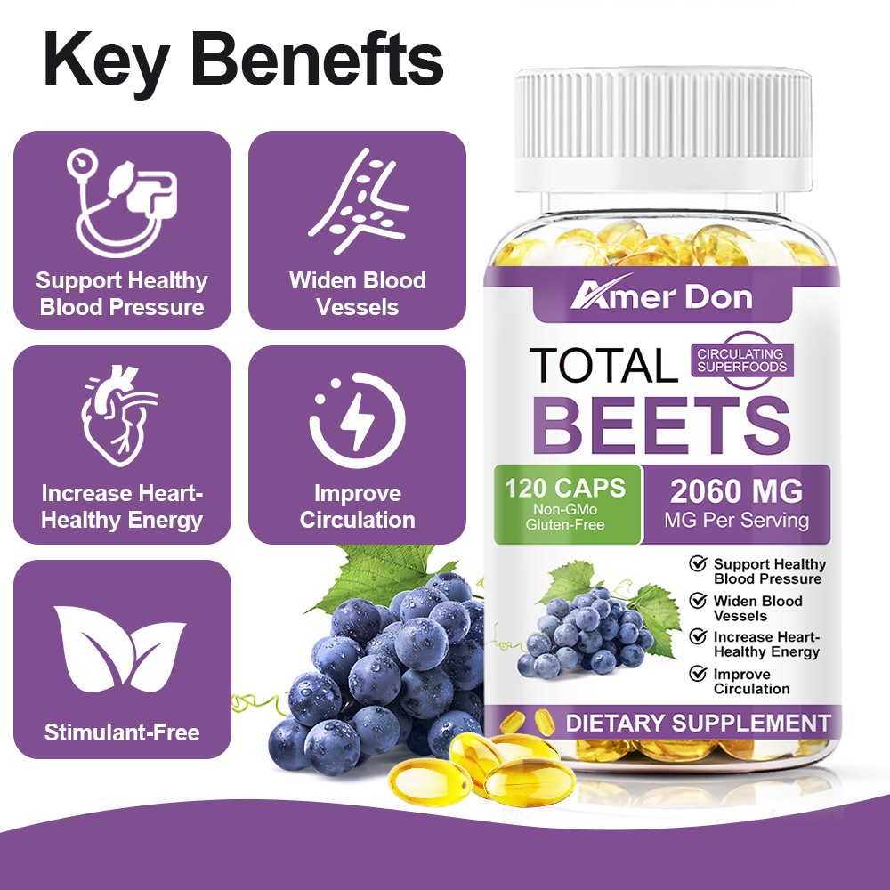 Total Beets Circulation Superfood Beet Root with Blood Pressure Support 120ct