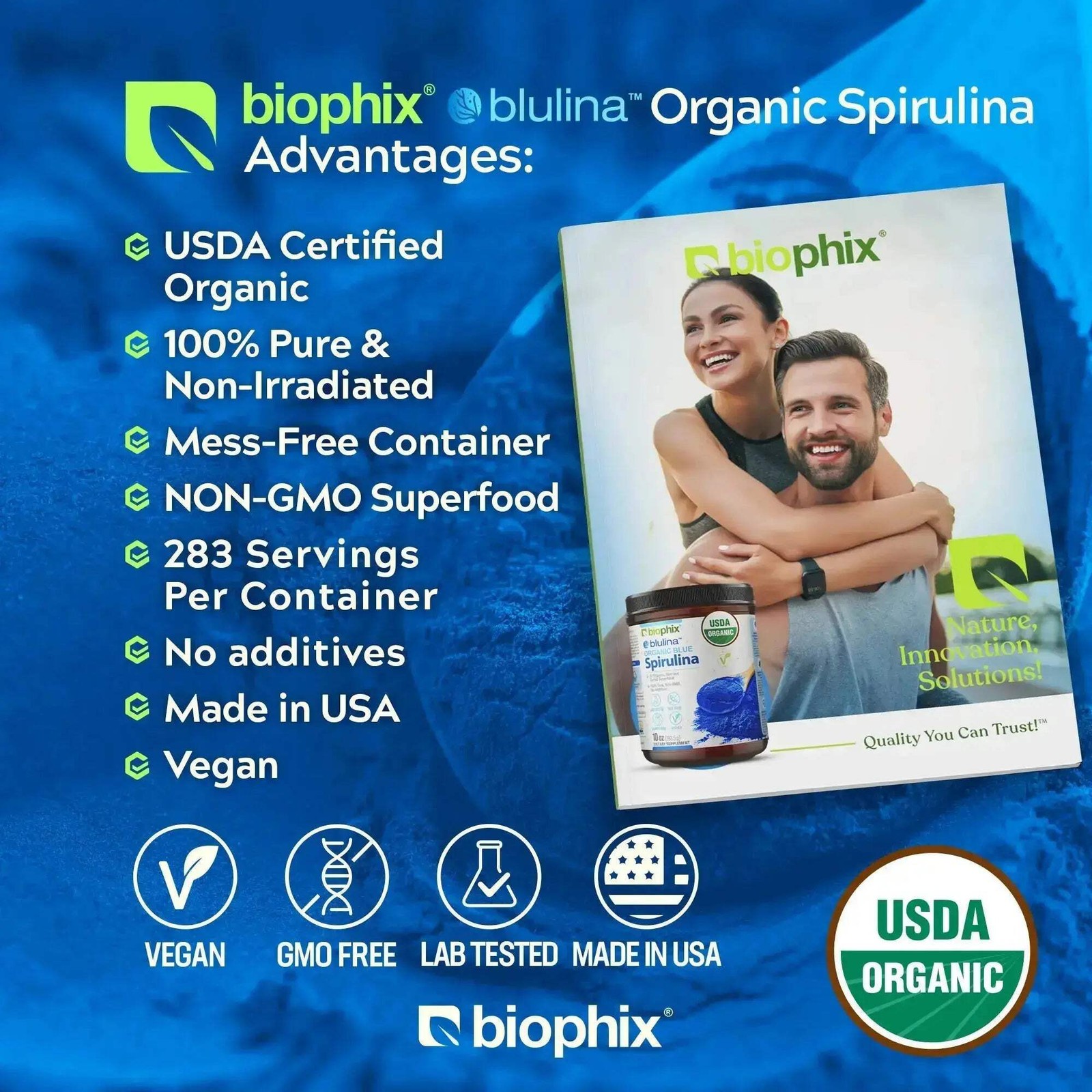 biophix Blulina Organic Blue Spirulina Powder 10 oz 283.5 g