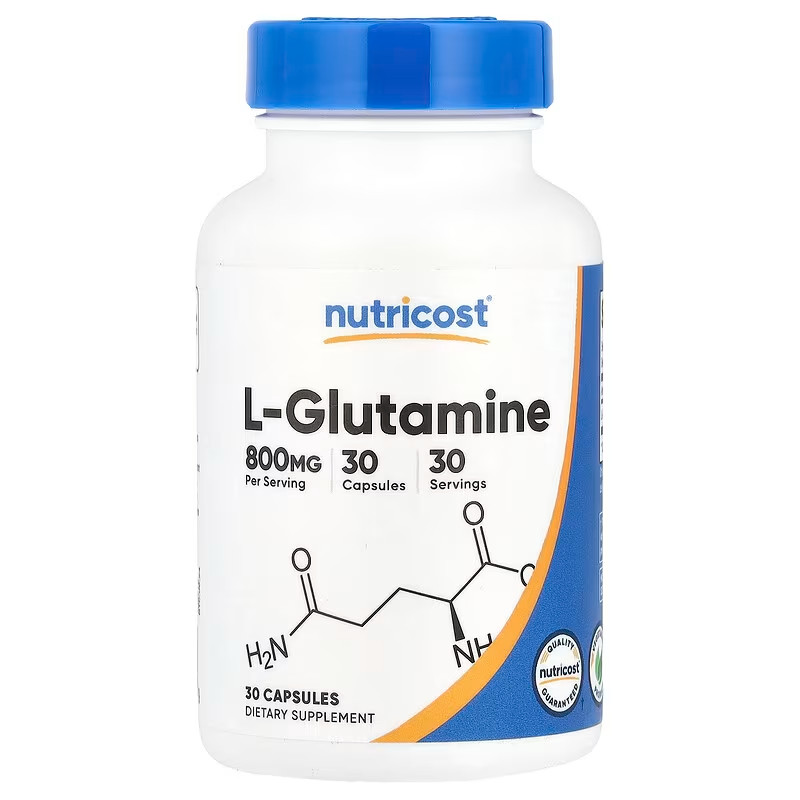 Nutricost L-Glutamine 800mg, 30 Caps – GF Non-GMO – EXP 11/2026
