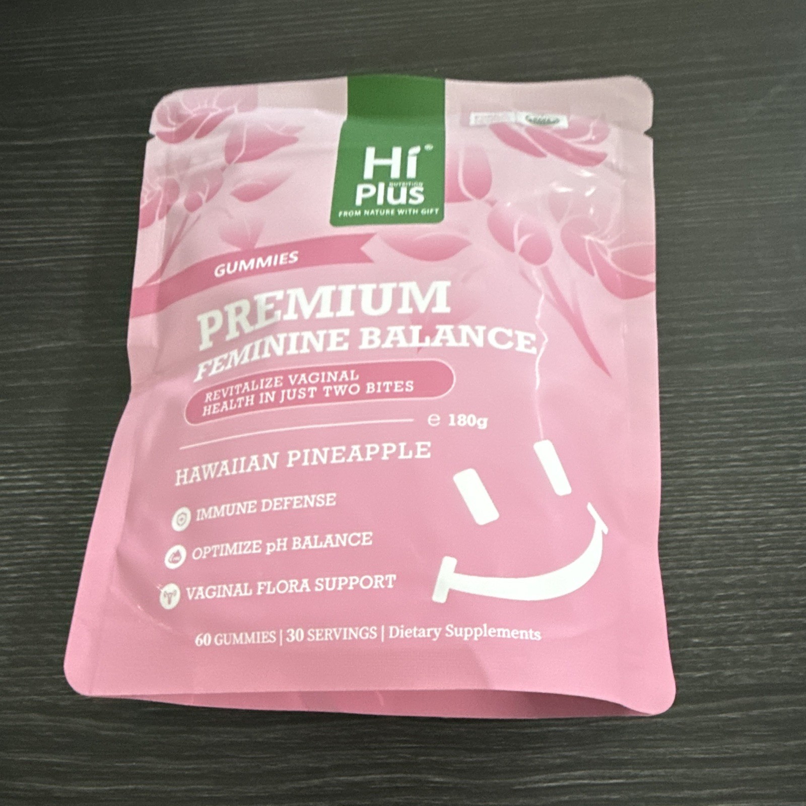 HiPlus Feminine Balance Probiotic Gummies Hawaiian Pineapple 60 Vegan Halal