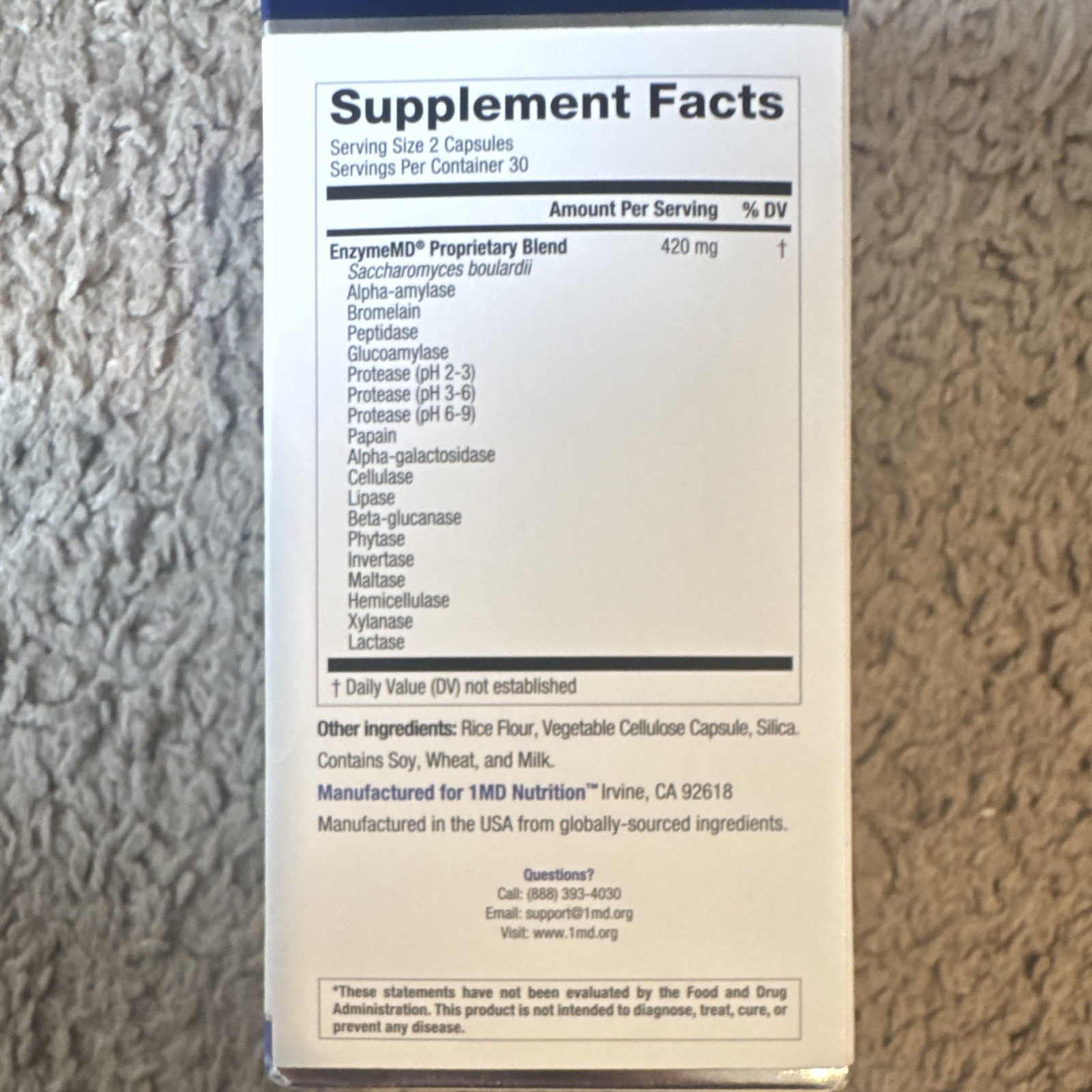 1MD Nutrition EnzymeMD Digestive Support Doctor Formulated 60 Capsules