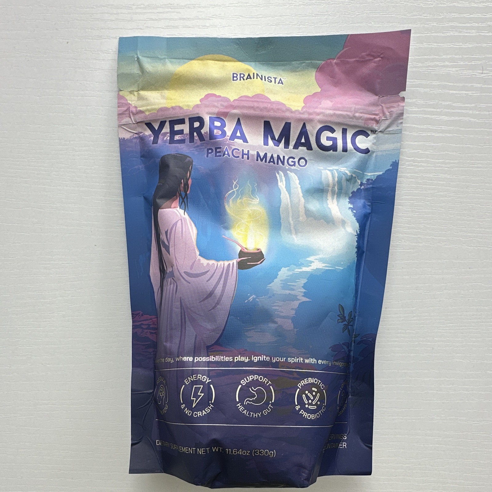 Brainista Yerba Magic Prebiotic+Probiotic Powder Peach Mango 11.64oz