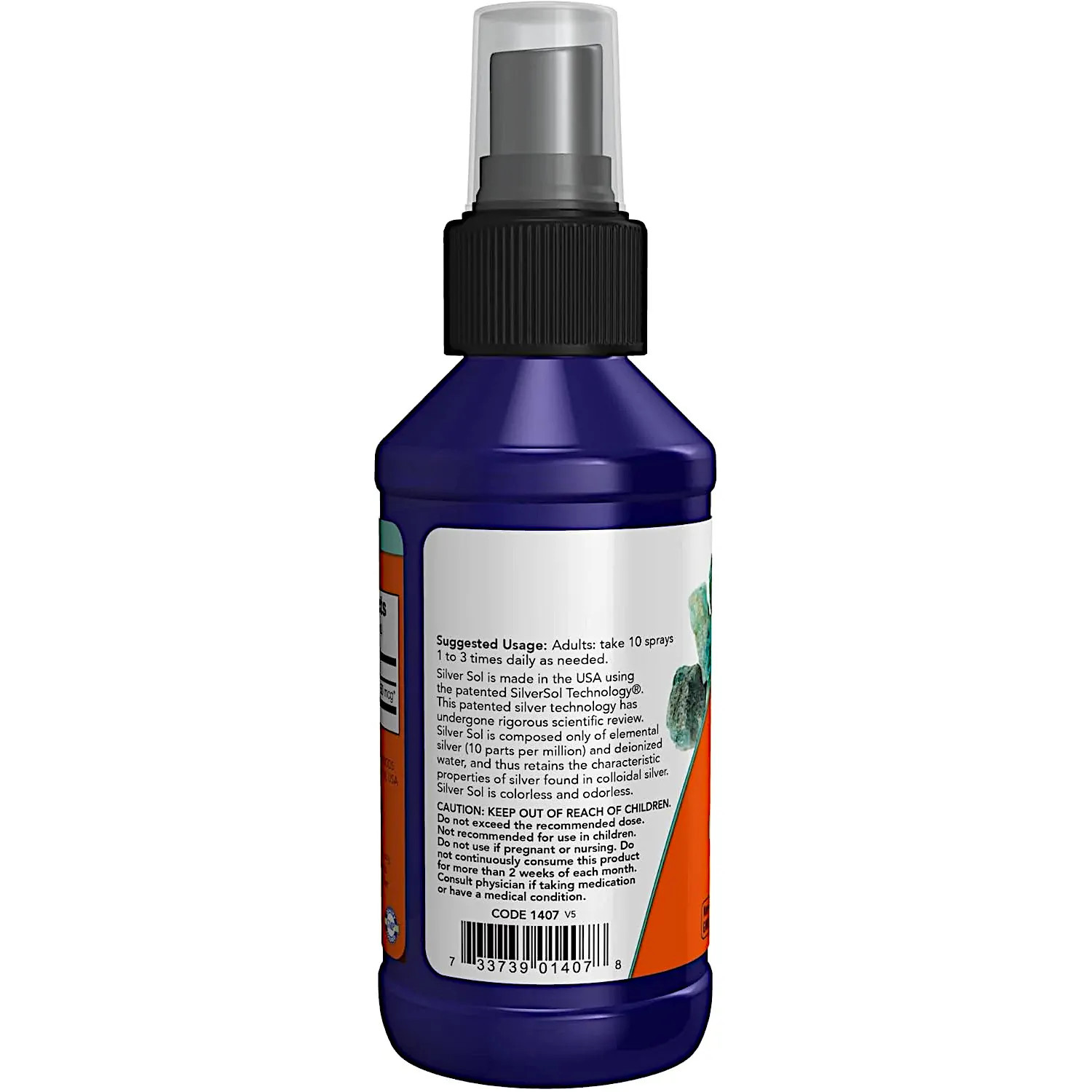 NOW Foods Silver Sol Liquid, 10 PPM+Elemental Silver+Deionized Water,4FlOz