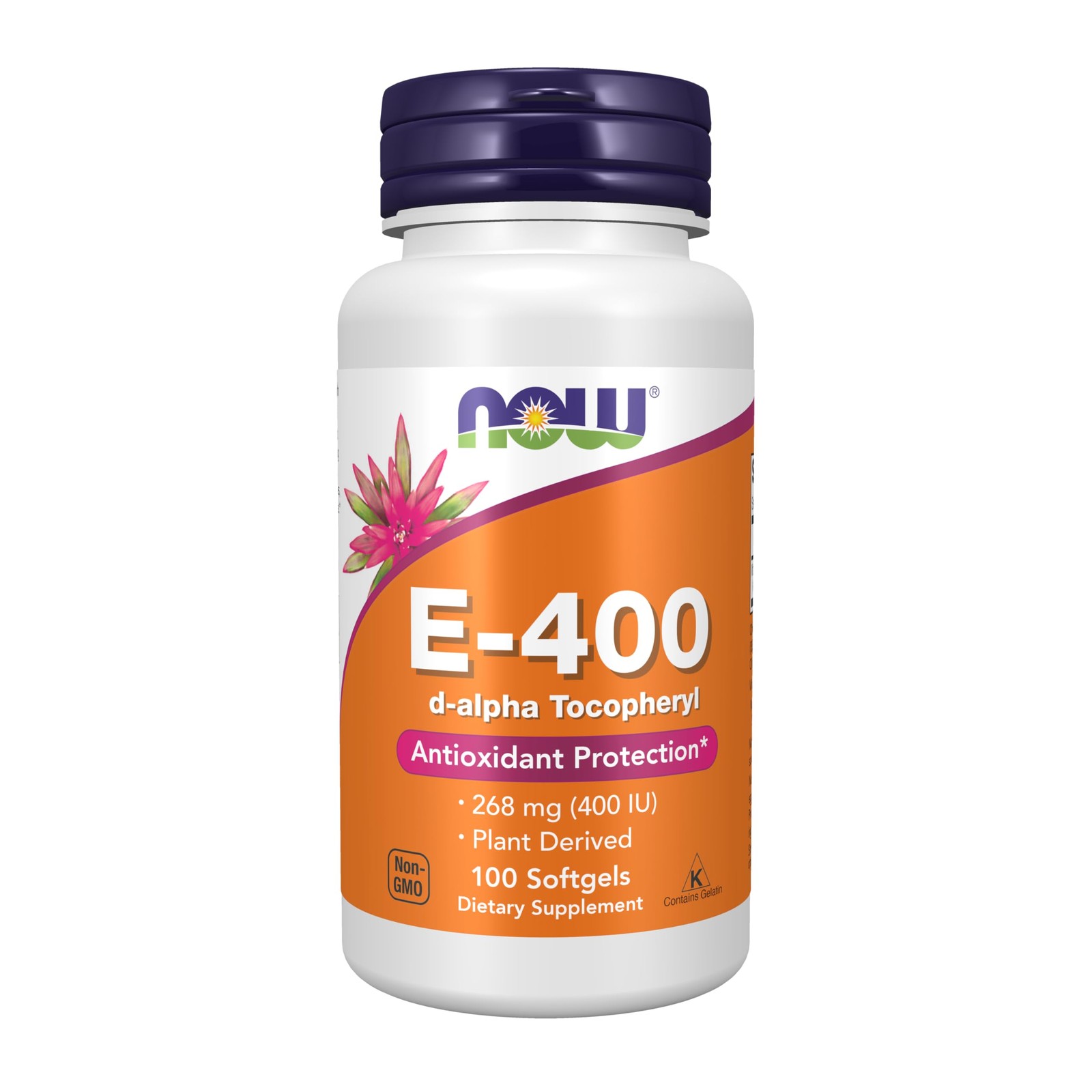 Vitamin E 400 IU Softgels Antioxidant D Alpha Tocopheryl 100 Count NOW