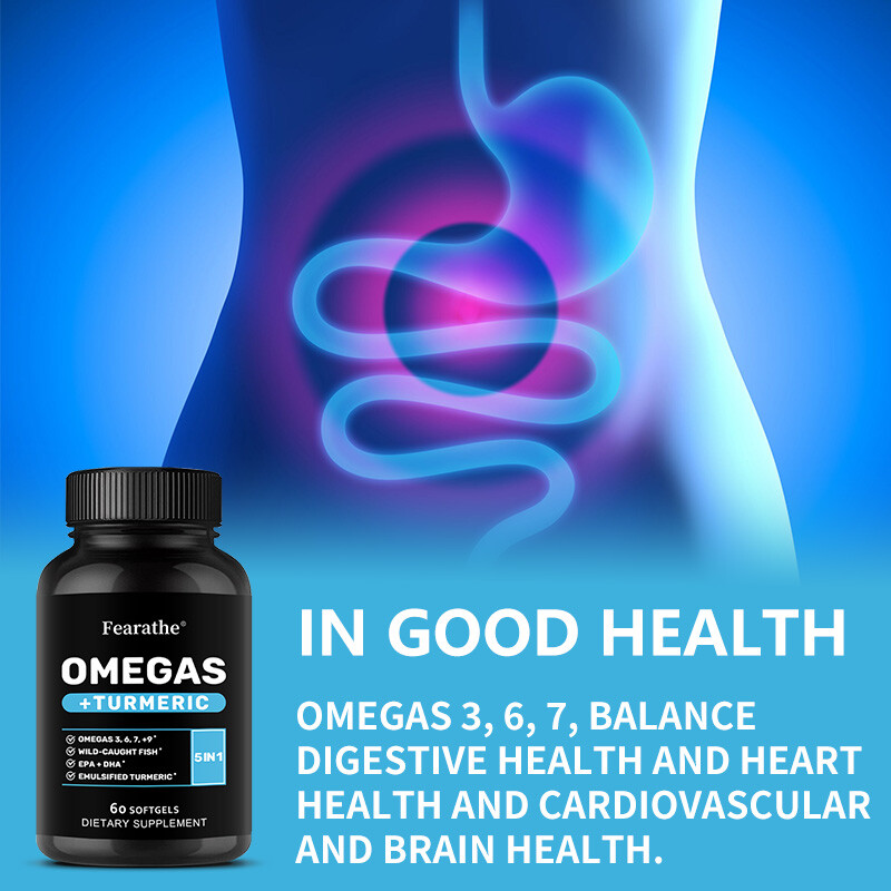 Daily Omega 3 6 9 + Turmeric EPA & DHA Heart Joint Support 60 Capsules