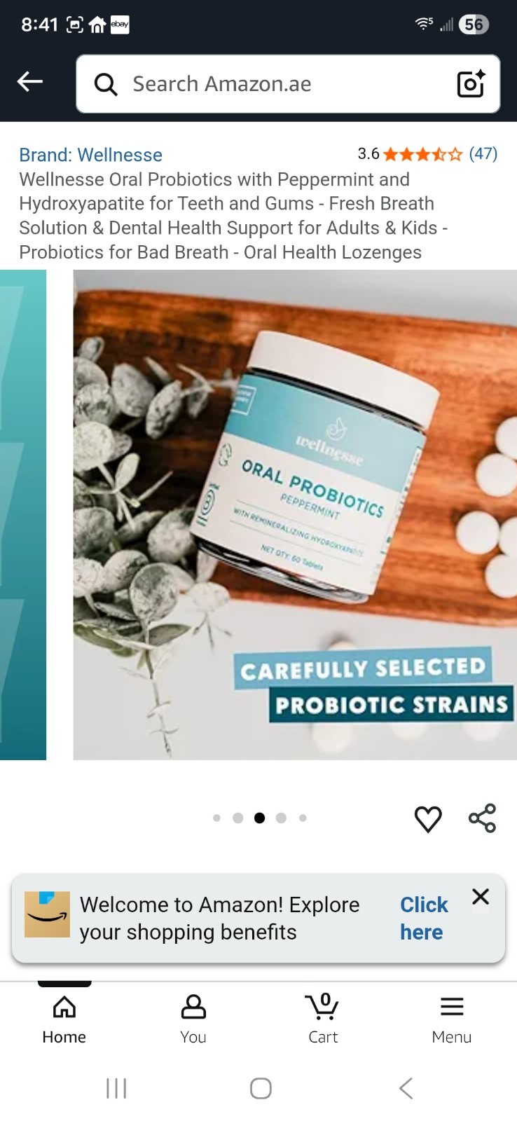 (2 Pack) Wellnesse Oral Probiotic Mints With Hydoxyapatite Peppermint Bad Breath