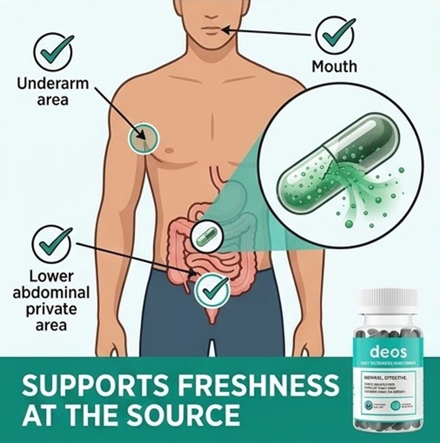2Pk deos Body Deodorizing Supplement Natural Fresh Breath Underarm 60 Capsules