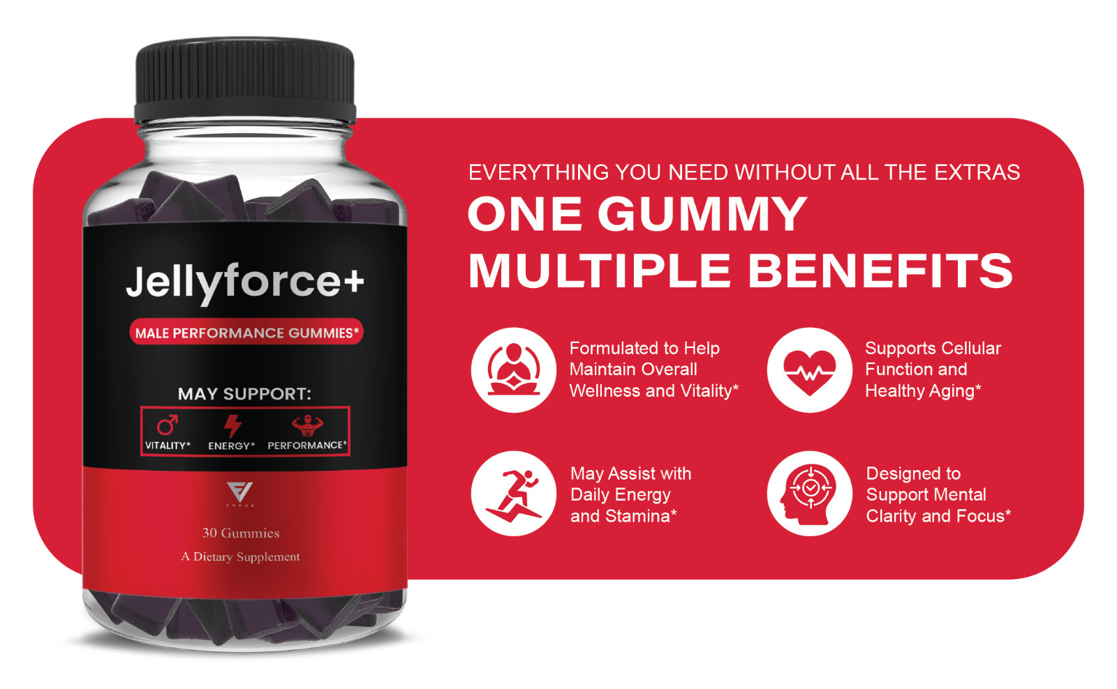 (5 Pack) Jelly Force Male Performance Gummies, JellyForce Male For (150 Gummies)