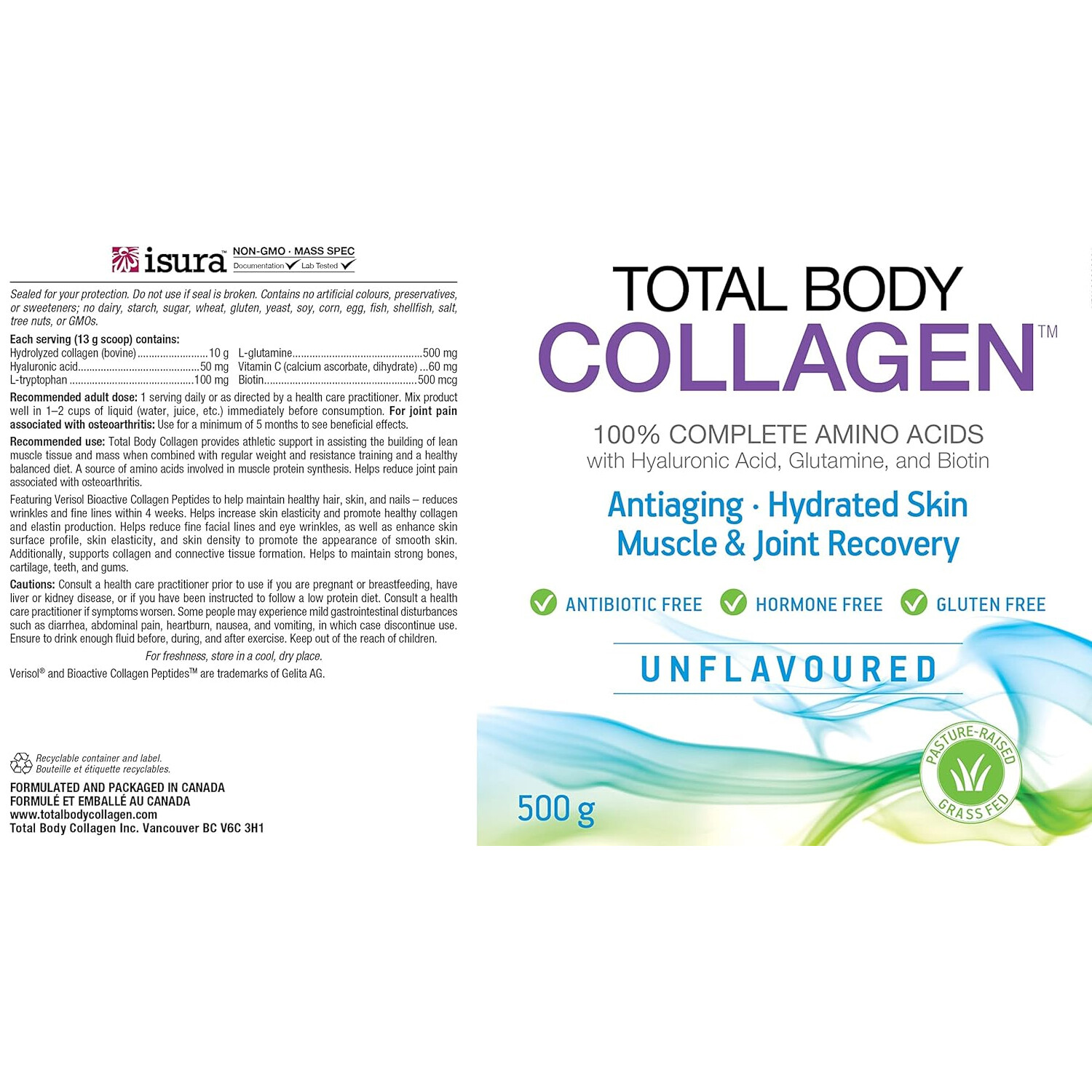 Natural Factors Total Body Collagen Powder,BioactivePeptides,Unflavored,1lb1Oz