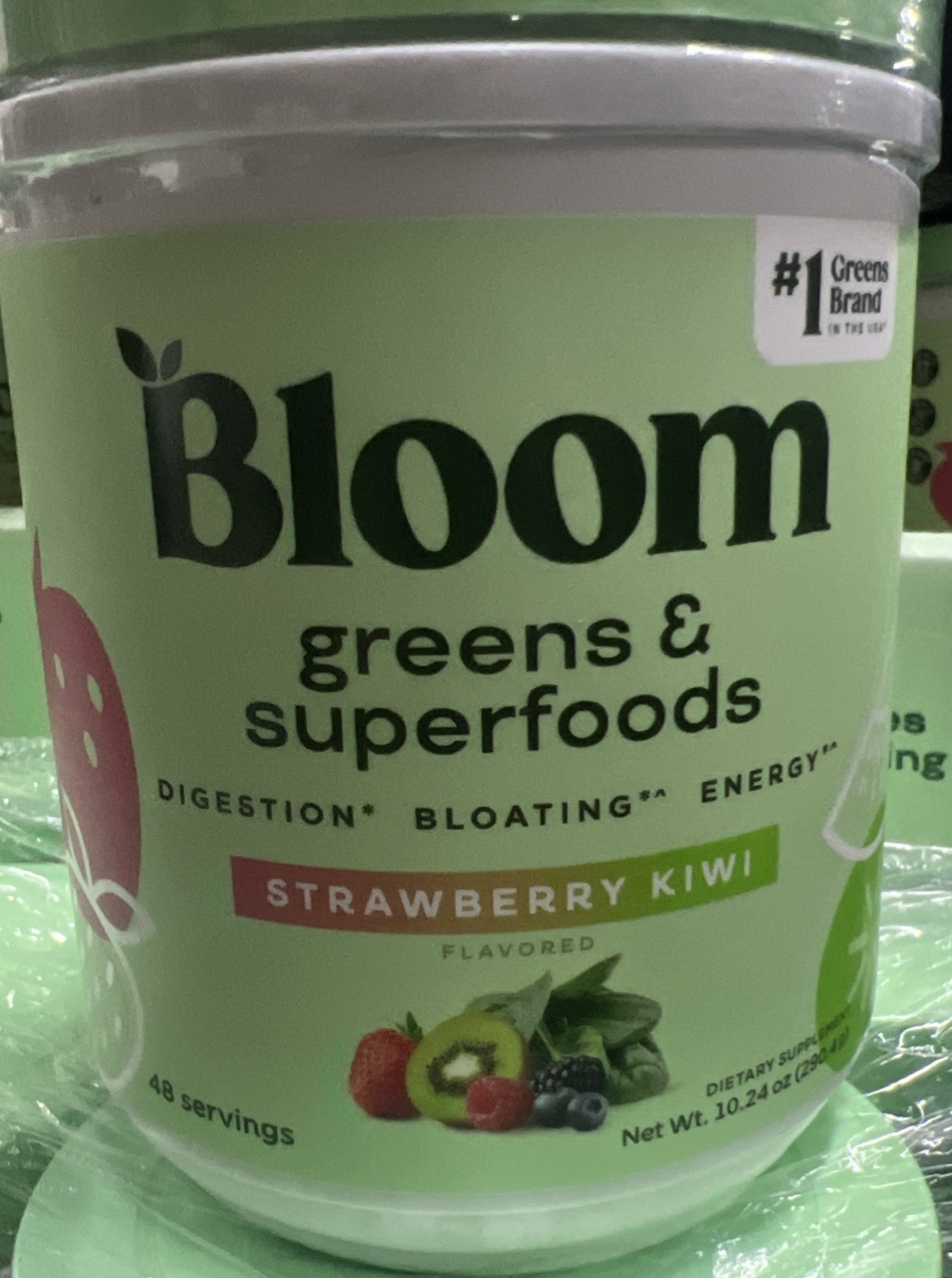 Bloom Greens & Superfoods Powder Strawberry Kiwi 48 Servings DairyFree Exp 09/26