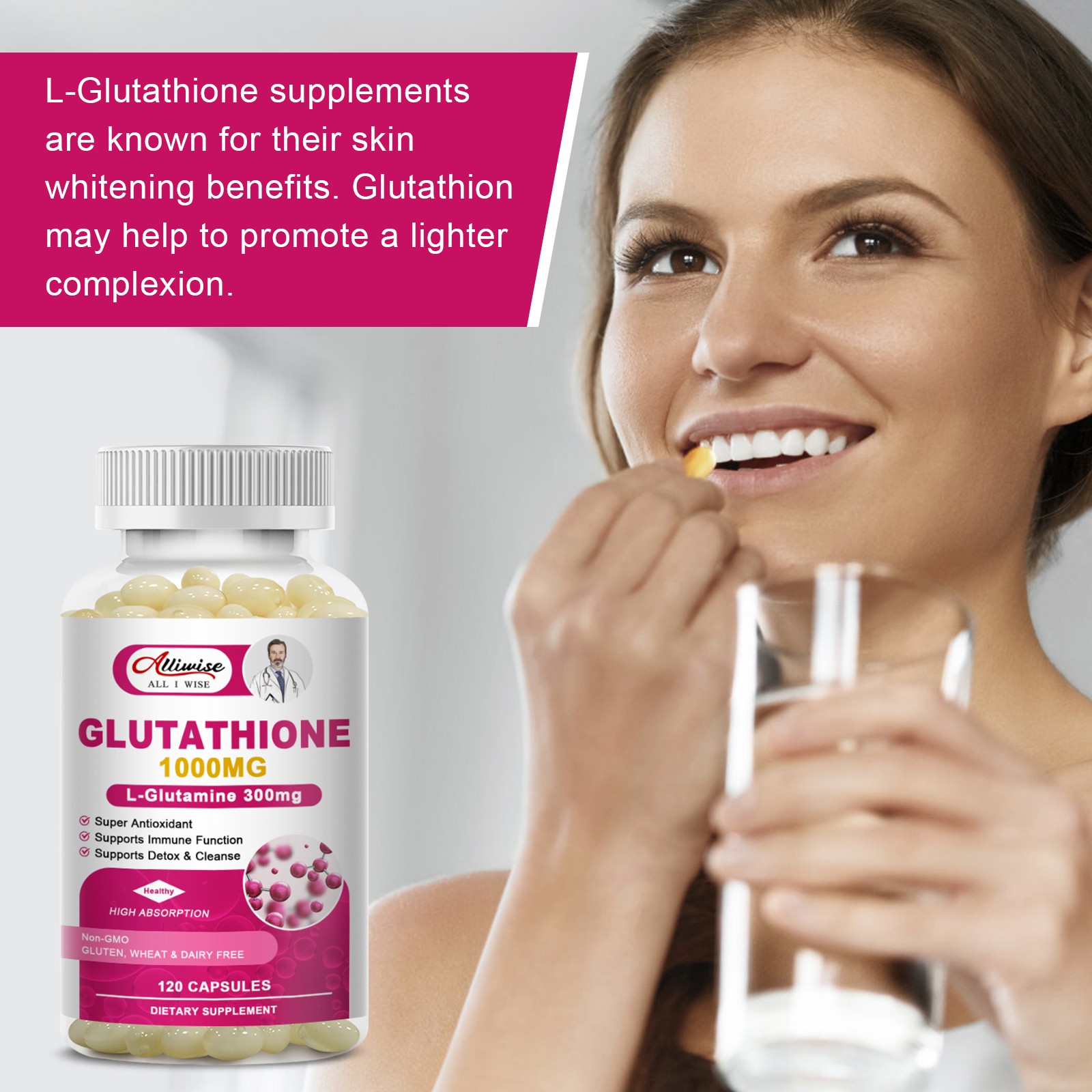 Glutathione Collagen Vitamin C Capsules Antioxidant Anti‑aging Skin Brightening