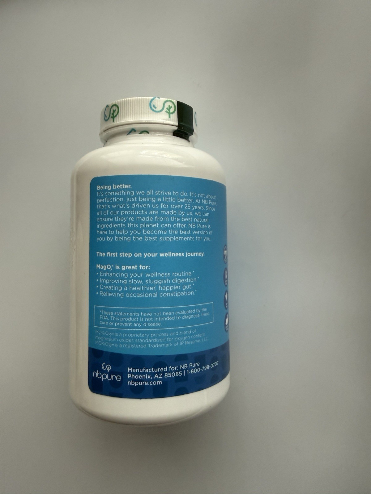 nbpure MagO7 Cleanse 180 Capsules Magnesium + Potassium Digestive Support Vegan