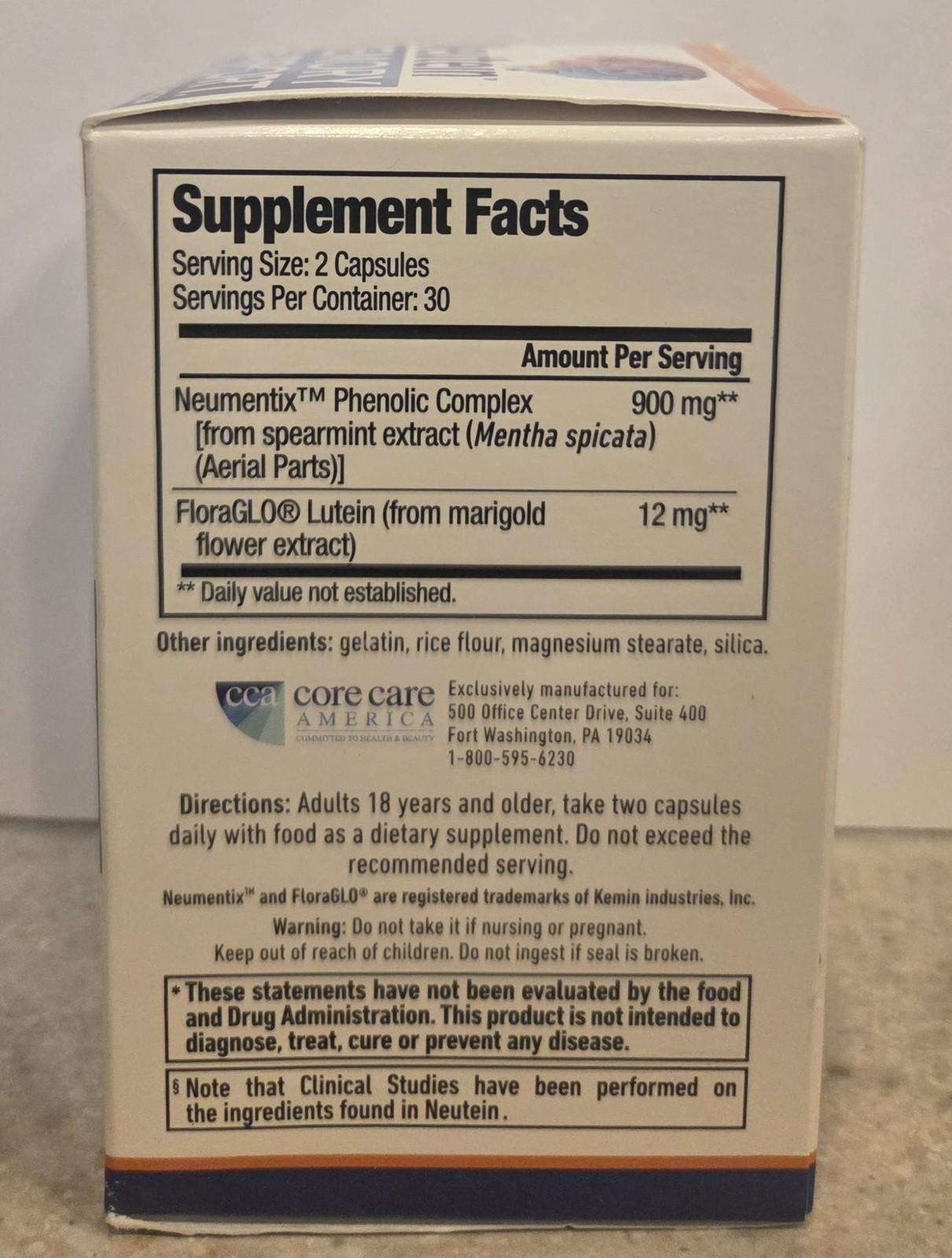 Neutein Naturally Improve Memory Loss Focus Support 60 Capsules Exp. 02/2027