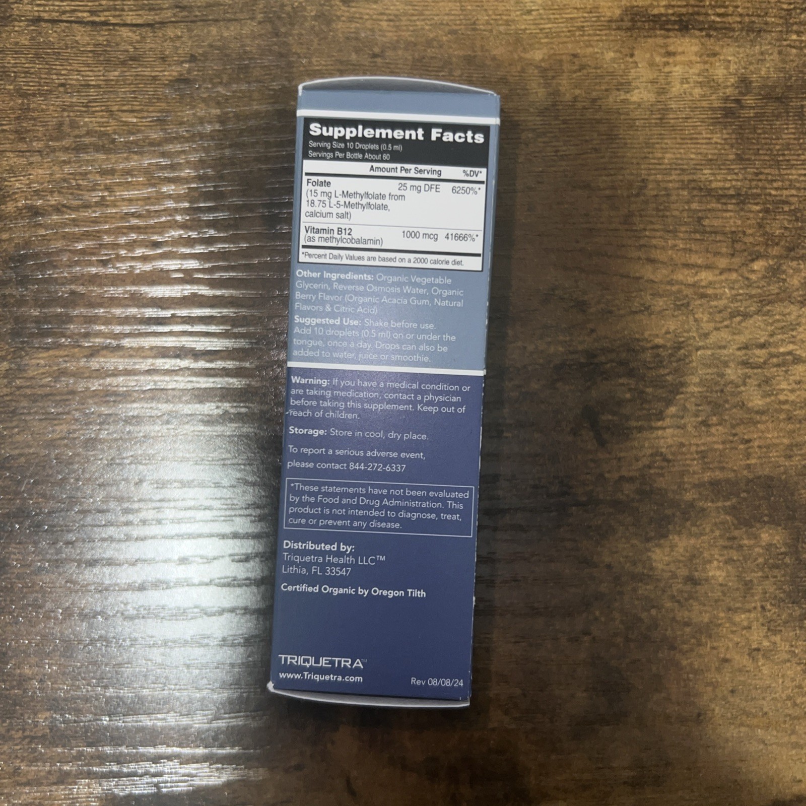 Triquetra L-Methylfolate (15 mg) Plus Methyl-B12 60 Servings Exp. 07/2027 New