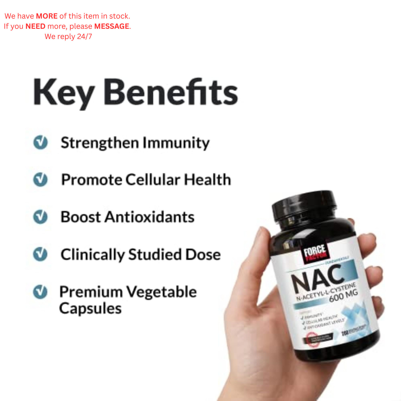 Force Factor NAC 600 mg, N-Acetyl Cysteine for 200 Count (Pack of 1), White