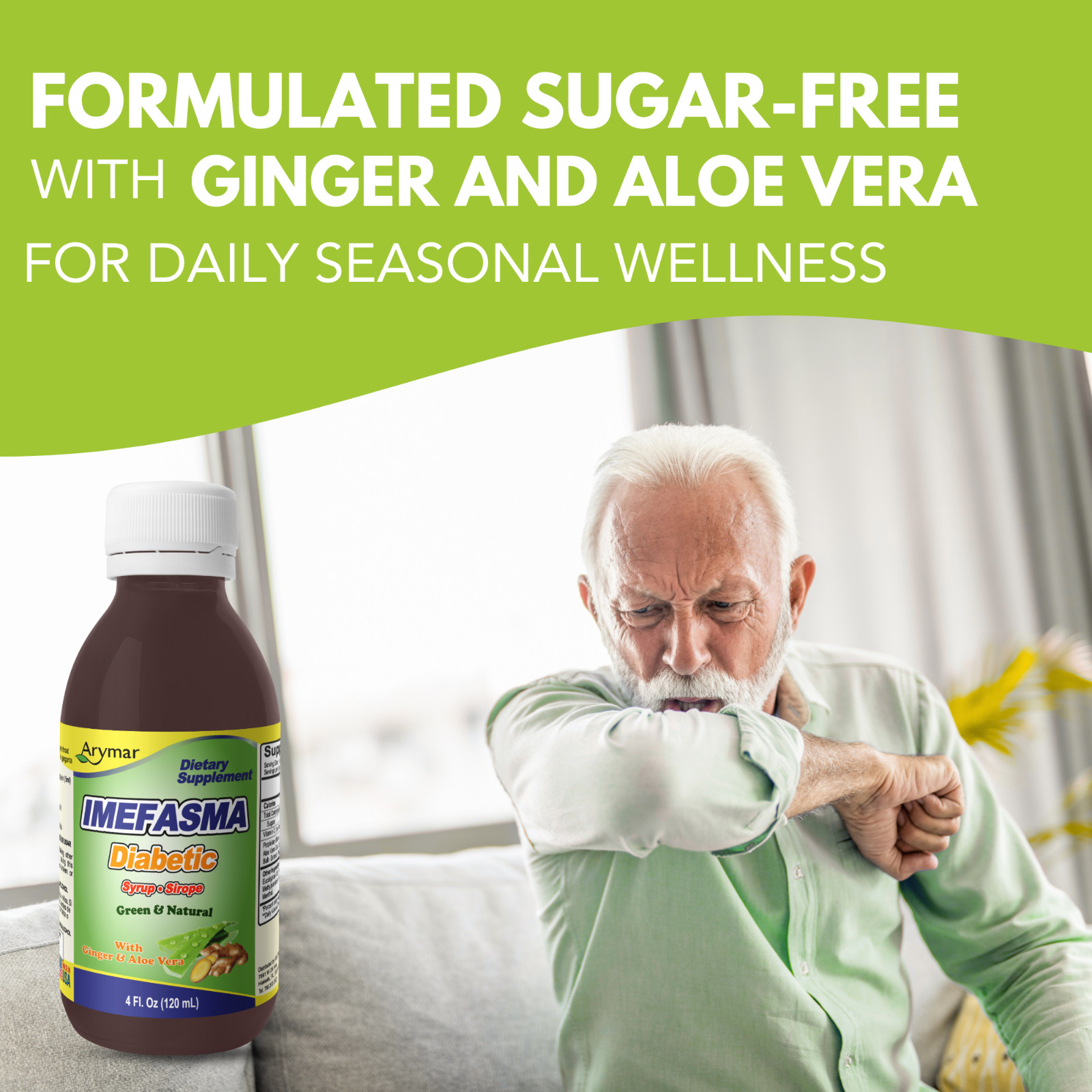 Arymar Imefasma Sugar-Free Syrup – Ginger & Aloe Vera Blend – 4 fl oz (3-Pack)
