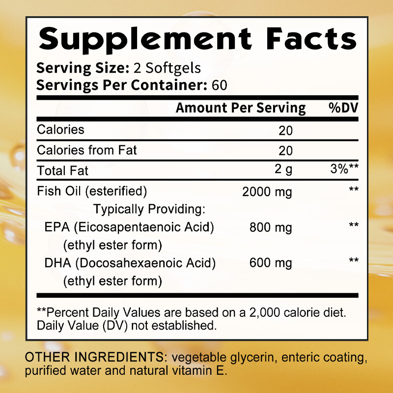 Omega 3 Fish Oil 2000 mg with DHA – EPA Softgels