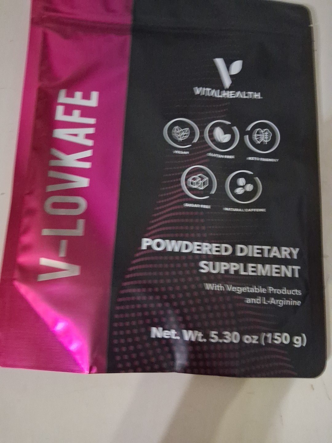 Vital Health V-LOVKAFE Gourmet Dark Roast Coffee with L-Arginine 5.3 oz