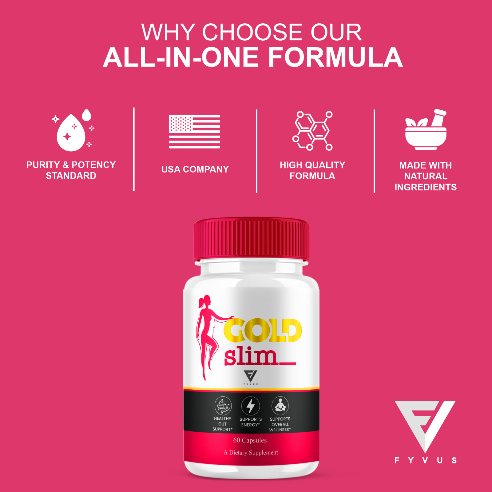 (5 Pack) Gold Slim Keto Supplement, GoldSlim Wellness Support (300 Capsules)