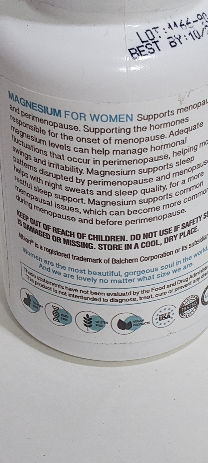 WOMEN LOVE NUTRITION Magnesium for Women Menopause Perimenopause 90 Capsules