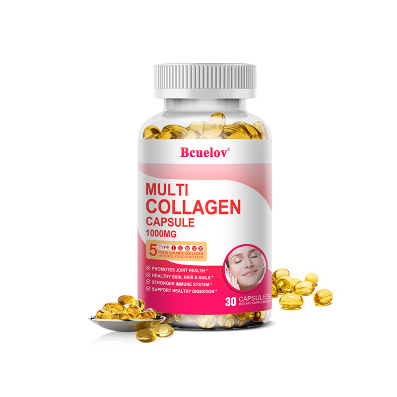 Multi Collagen Peptides Capsules-Hydrolyzed Protein Peptides (Type I,II,III,V,X)