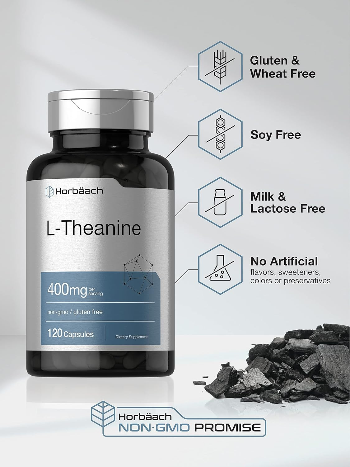 L-Theanine Supplement 400mg 120 Powder Capsules Reduce Stress Anxiety Help Sleep