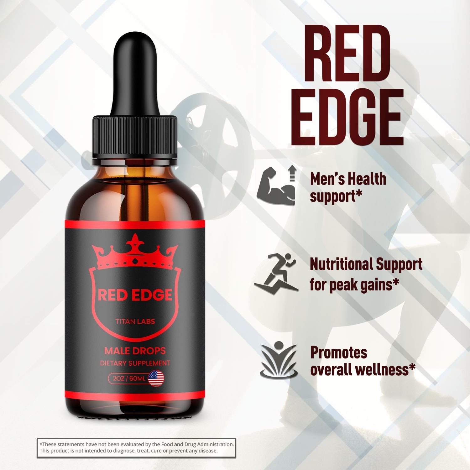 (3 Pack) Red Edge Male Support Drops Advanced RedEdge Supplement 90 Servings