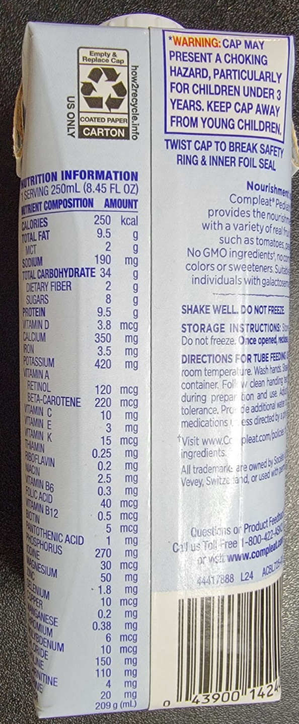 Nestle Compleat Pediatric Original 1.0 8.45 oz 24Ct – Exp. JAN 2027