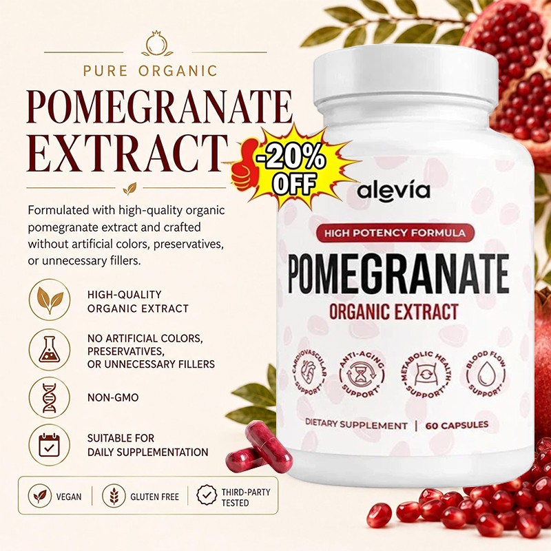 Alevia Pomegranate Capsules 60ct Organic Extract Antioxidant